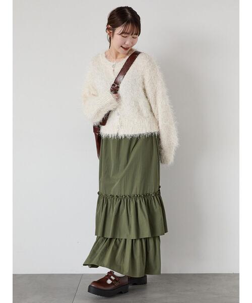 ehka sopo(エヘカソポ)の「シャカシャカティアードスカート(スカート・レディース・ブラック/グレー/カーキ・F)」の9枚目の写真