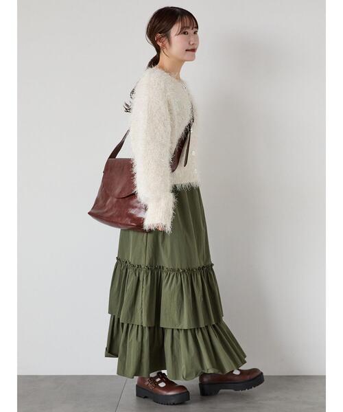 ehka sopo(エヘカソポ)の「シャカシャカティアードスカート(スカート・レディース・ブラック/グレー/カーキ・F)」の10枚目の写真