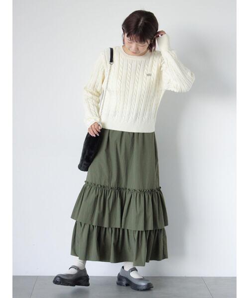 ehka sopo(エヘカソポ)の「シャカシャカティアードスカート(スカート・レディース・ブラック/グレー/カーキ・F)」の13枚目の写真