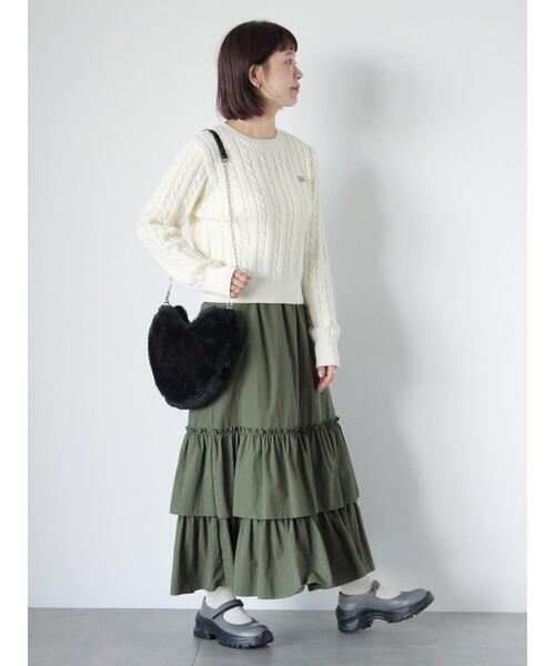 ehka sopo(エヘカソポ)の「シャカシャカティアードスカート(スカート・レディース・ブラック/グレー/カーキ・F)」の14枚目の写真