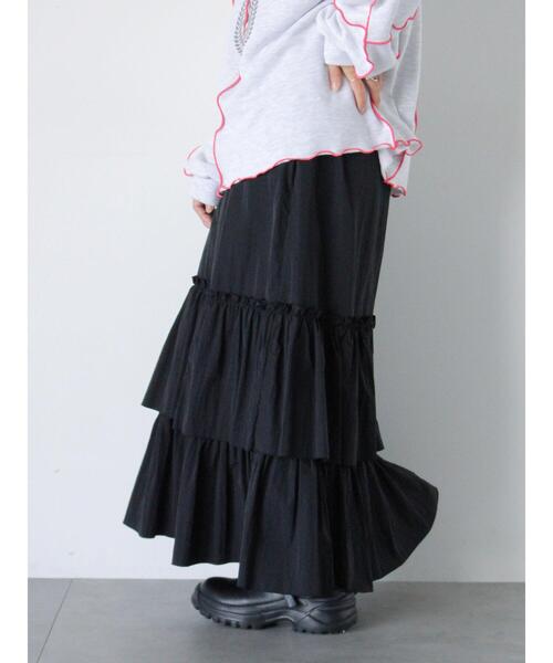 ehka sopo(エヘカソポ)の「シャカシャカティアードスカート(スカート・レディース・ブラック/グレー/カーキ・F)」の16枚目の写真