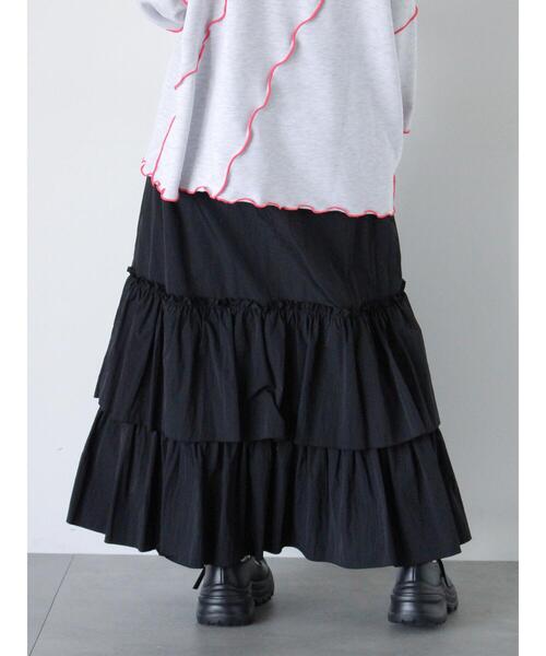 ehka sopo(エヘカソポ)の「シャカシャカティアードスカート(スカート・レディース・ブラック/グレー/カーキ・F)」の17枚目の写真