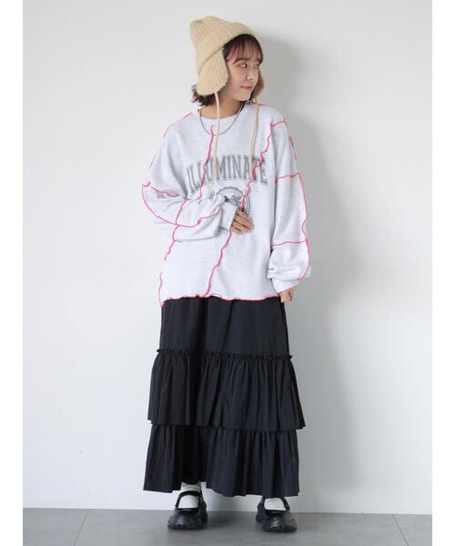 ehka sopo(エヘカソポ)の「シャカシャカティアードスカート(スカート・レディース・ブラック/グレー/カーキ・F)」の19枚目の写真