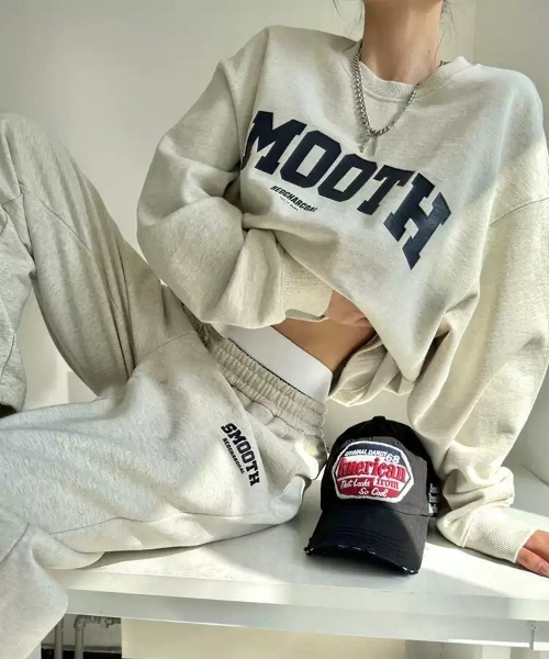 gossip！ロサンゼルス（ゴシップロサンゼルス）の「ビッグシルエットクルースウェット＆スウェットワイドパンツ  ルームウェア セットアップ 裏起毛（ルームウェア/パジャマ・レディース・グレー/ブラック・L/M/XL/XXL）」の5枚目の写真