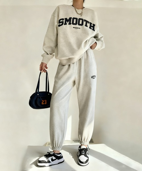 gossip！ロサンゼルス（ゴシップロサンゼルス）の「ビッグシルエットクルースウェット＆スウェットワイドパンツ  ルームウェア セットアップ 裏起毛（ルームウェア/パジャマ・レディース・グレー/ブラック・L/M/XL/XXL）」の6枚目の写真