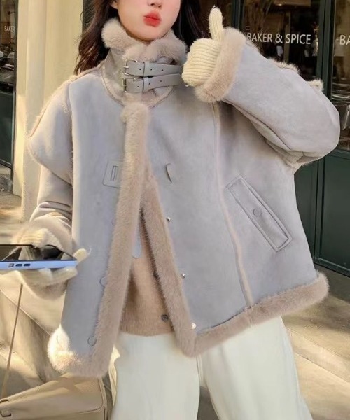 ❤❤最終お値下❤❤極上美品❤イタリー製❤柔らか❤リバーシブル❤ムートンコート❤❤ 低身長サイズ有]ダブルフェイスボアフェイクムートンノーカラー