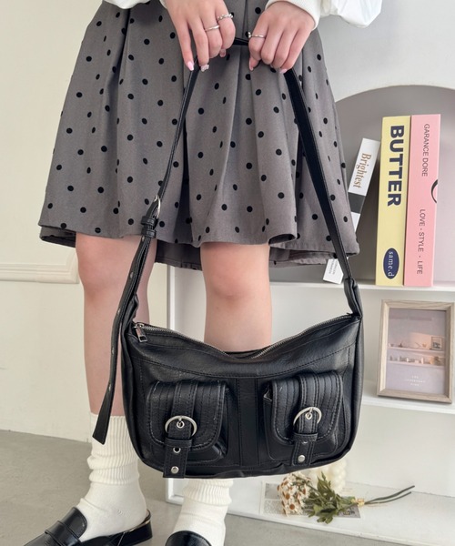 セール】ダブルポケットワンハンドルバッグ（ショルダーバッグ