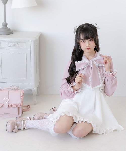 DearMyLove（ディアマイラブ）の「レースフリルたっぷり上品ボウタイリボンブラウス（シャツ/ブラウス・レディース・ボルドー/ブラック×ホワイト/ホワイト×ブルー/ホワイト×ブラック/ホワイト/ブラック/ホワイト×ピンク・LL/MEDIUM/3L/LARGE）」の19枚目の写真