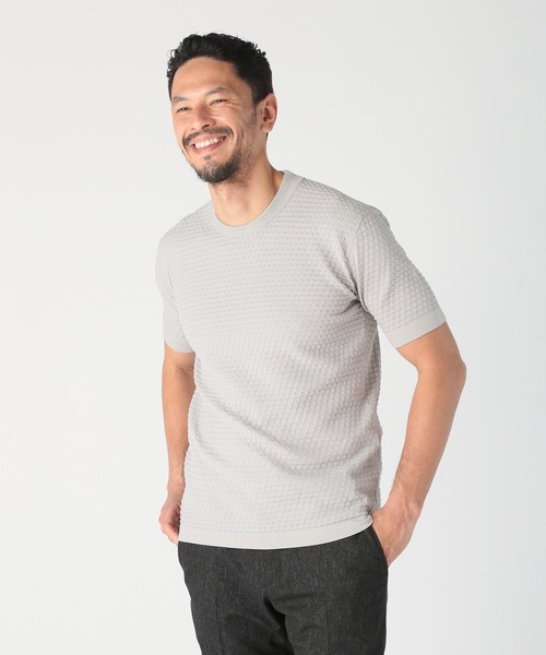 MEN'S BIGI（メンズビギ）の「ブリスターニットジャカードカットソー（Tシャツ/カットソー・メンズ・ブラック/ホワイト/ブルー/グレー・02/01/04/03）」の18枚目の写真