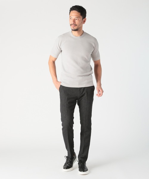 MEN'S BIGI（メンズビギ）の「ブリスターニットジャカードカットソー（Tシャツ/カットソー・メンズ・ブラック/ホワイト/ブルー/グレー・02/01/04/03）」の14枚目の写真