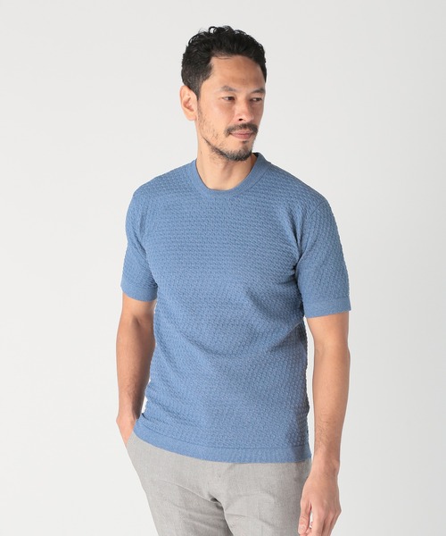 MEN'S BIGI（メンズビギ）の「ブリスターニットジャカードカットソー（Tシャツ/カットソー・メンズ・ブラック/ホワイト/ブルー/グレー・02/01/04/03）」の17枚目の写真