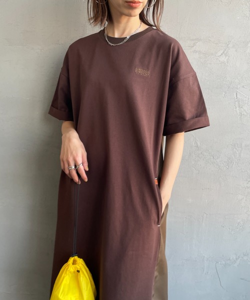 UNIVERSAL OVERALL／別注 異素材切り替え マキシ丈ワンピース UNIVERSAL OVERALL/ユニバーサルオーバーオール] 別注 異素材