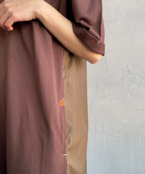 UNIVERSAL OVERALL（ユニバーサルオーバーオール）の「[UNIVERSAL OVERALL/ユニバーサルオーバーオール] 別注 異素材切り替え マキシ丈ワンピース（ワンピース・レディース・ネイビー/ブラック/ブラウン・F）」の19枚目の写真