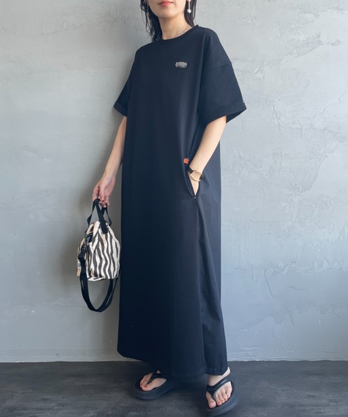 UNIVERSAL OVERALL（ユニバーサルオーバーオール）の「[UNIVERSAL OVERALL/ユニバーサルオーバーオール] 別注 異素材切り替え マキシ丈ワンピース（ワンピース・レディース・ネイビー/ブラック/ブラウン・F）」の21枚目の写真