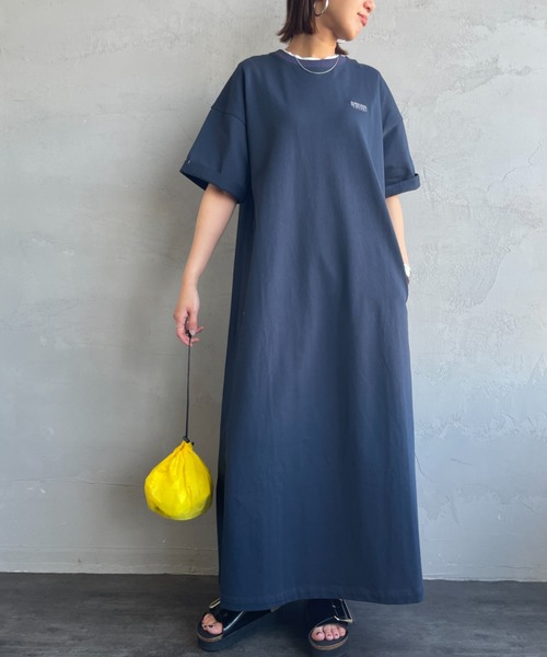 【美品】 ユニバーサルオーバーオールとAMERIの別注ワンピース UNIVERSAL OVERALL/ユニバーサルオーバーオール] 別注 異素材