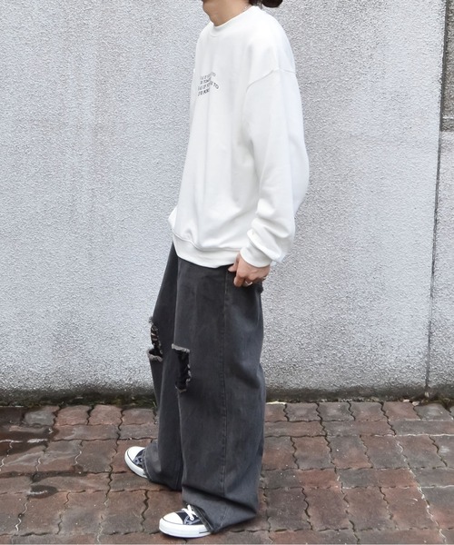 MODISH GAZE（モディシュガゼ）の「【MODISH GAZE】薔薇プリントオーバーサイズスウェット(CP)（スウェット・レディース・グレイッシュベージュ/オフホワイト/チャコール・M/L）」の17枚目の写真
