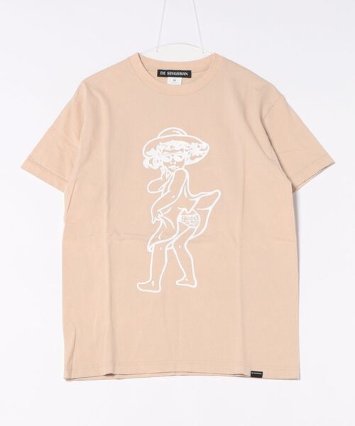 JUGLANS(ユグランス)の「【DE SINGSMAN】BEACH BABY 2/オーバーサイズTシャツ(Tシャツ/カットソー・メンズ・ベージュ/ホワイト/ブラック・XL/L/M)」の1枚目の写真