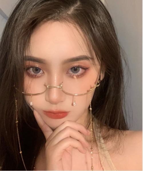 Burner（バーナー）の「【OKUOKU　0909】アンダーリム 下フレーム 眼鏡 メガネ レディス おしゃれ 伊達メガネ レンズなし ハーフフレーム ゴスロリ ロリータ oku-sung-638667176547-2 Nn（メガネ・メンズ・シルバー/ゴールド/ブラック・FREE）」の7枚目の写真