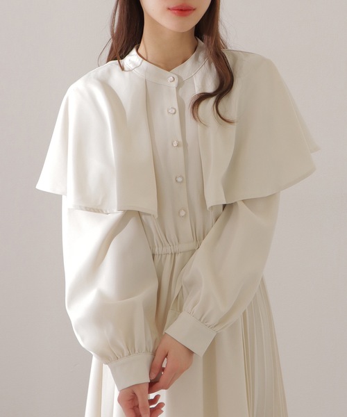 Lace Ladies(レースレディース)の「ケープカラー サイド プリーツ マキシ ワンピース(ワンピース・レディース・ブラック/アイボリー/ブルーグレー・FREE/S)」の18枚目の写真