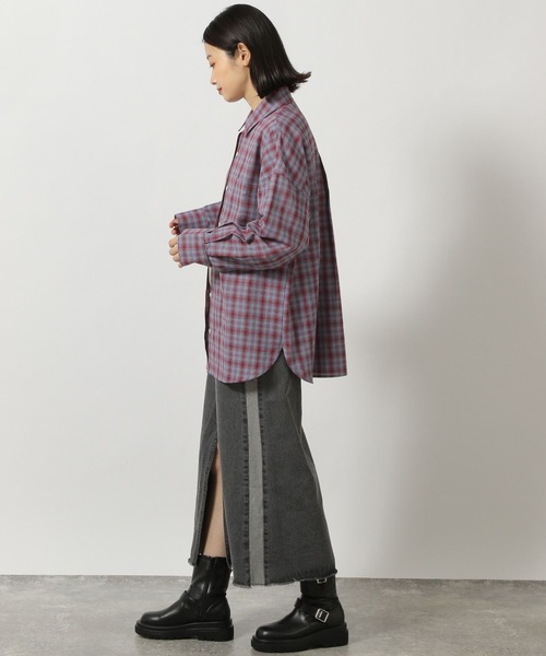 LAKOLE（ラコレ）の「チェックシャツ長袖 / 292189（シャツ/ブラウス・レディース・ブラック/ベージュ/ブルー/ブラウン・FREE）」の20枚目の写真