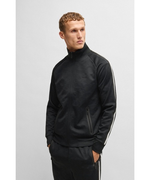 BOSS(ボス)の「サークルジャカード ジップアップ スウェットシャツ サイドバンド(スウェット・メンズ・ブラック・S/M/L/XL/XS/XXL)」の1枚目の写真