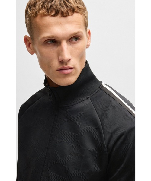 BOSS(ボス)の「サークルジャカード ジップアップ スウェットシャツ サイドバンド(スウェット・メンズ・ブラック・S/M/L/XL/XS/XXL)」の2枚目の写真