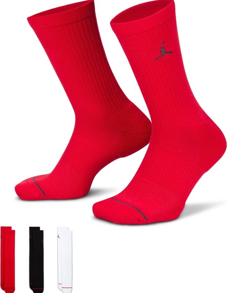 JORDAN BRAND(ジョーダンブランド)の「JORDAN BRAND WS ED CUSH POLY CREW SOCKS 3PR 144 DX9632(ソックス/靴下・レディース・マルチ・M)」の1枚目の写真