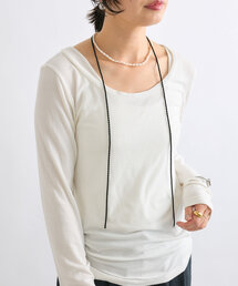 RIVE DROITE | 【コーデが華やぐ】シルクコードパールラリエット(ネックレス)