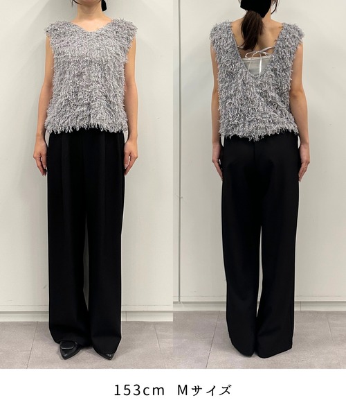 RANAN（ラナン）の「前後2WAYフリンジショートベスト（ベスト・レディース・アイボリー/ブラック/グレー・LL/L/M）」の5枚目の写真