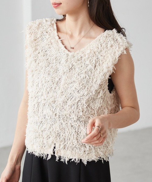 RANAN（ラナン）の「前後2WAYフリンジショートベスト（ベスト・レディース・アイボリー/ブラック/グレー・LL/L/M）」の16枚目の写真