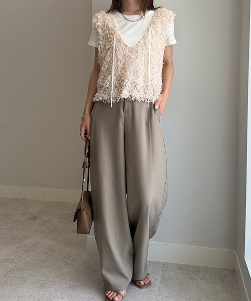 RANAN（ラナン）の「前後2WAYフリンジショートベスト（ベスト・レディース・アイボリー/ブラック/グレー・LL/L/M）」の15枚目の写真