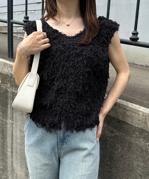 RANAN（ラナン）の「前後2WAYフリンジショートベスト（ベスト・レディース・アイボリー/ブラック/グレー・LL/L/M）」の18枚目の写真