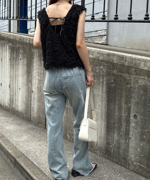 RANAN（ラナン）の「前後2WAYフリンジショートベスト（ベスト・レディース・アイボリー/ブラック/グレー・LL/L/M）」の19枚目の写真