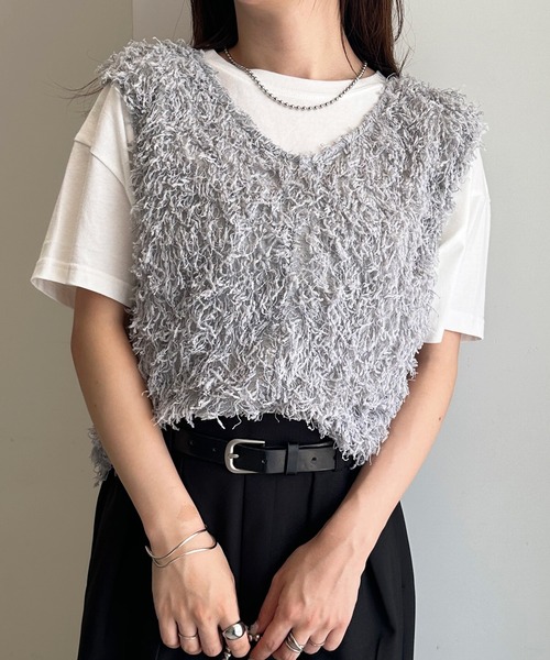 RANAN（ラナン）の「前後2WAYフリンジショートベスト（ベスト・レディース・アイボリー/ブラック/グレー・LL/L/M）」の20枚目の写真