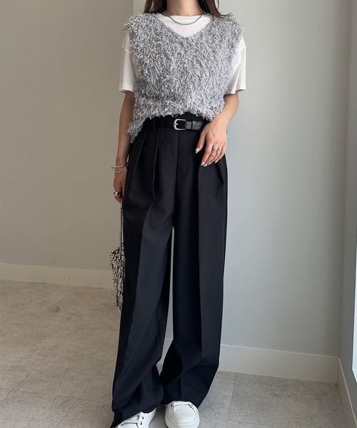 RANAN（ラナン）の「前後2WAYフリンジショートベスト（ベスト・レディース・アイボリー/ブラック/グレー・LL/L/M）」の11枚目の写真