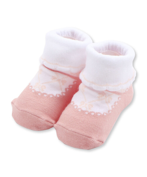 SLAP SLIP BABY（スラップスリップベビー）の「スカラップ縁ストラップシューズ風ソックスベビー(9~12cm)（ベビーシューズ/ベビーソックス・キッズ・ピンク系その他/イエロー系その他・FREE）」の3枚目の写真