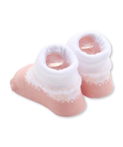 SLAP SLIP BABY（スラップスリップベビー）の「スカラップ縁ストラップシューズ風ソックスベビー(9~12cm)（ベビーシューズ/ベビーソックス・キッズ・ピンク系その他/イエロー系その他・FREE）」の4枚目の写真