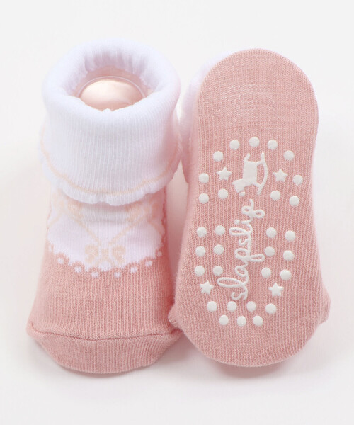 SLAP SLIP BABY（スラップスリップベビー）の「スカラップ縁ストラップシューズ風ソックスベビー(9~12cm)（ベビーシューズ/ベビーソックス・キッズ・ピンク系その他/イエロー系その他・FREE）」の8枚目の写真