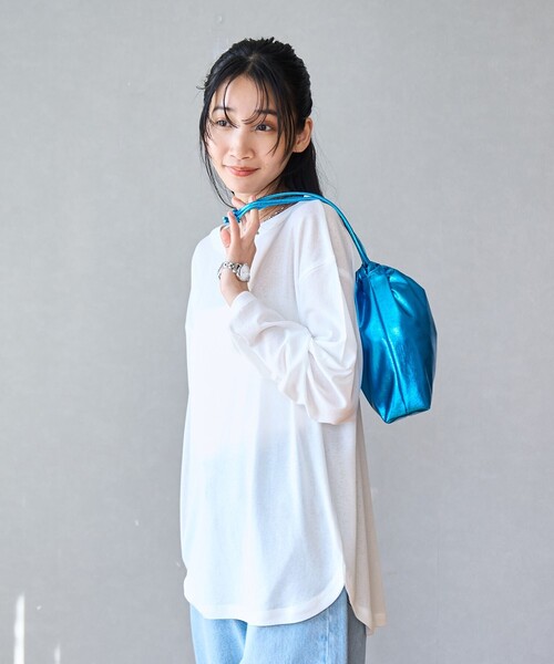 coen（コーエン）の「スソラウンドシアープルオーバー（Tシャツ/カットソー・レディース・オフホワイト/クリーム/ブラック/ライトピンク・M/L）」の6枚目の写真