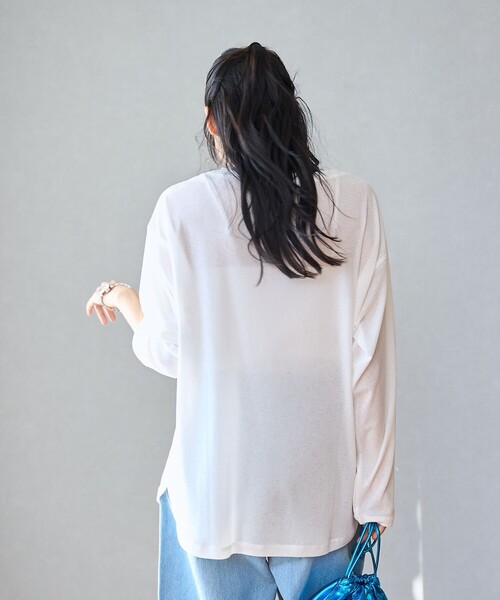 coen（コーエン）の「スソラウンドシアープルオーバー（Tシャツ/カットソー・レディース・オフホワイト/クリーム/ブラック/ライトピンク・M/L）」の7枚目の写真