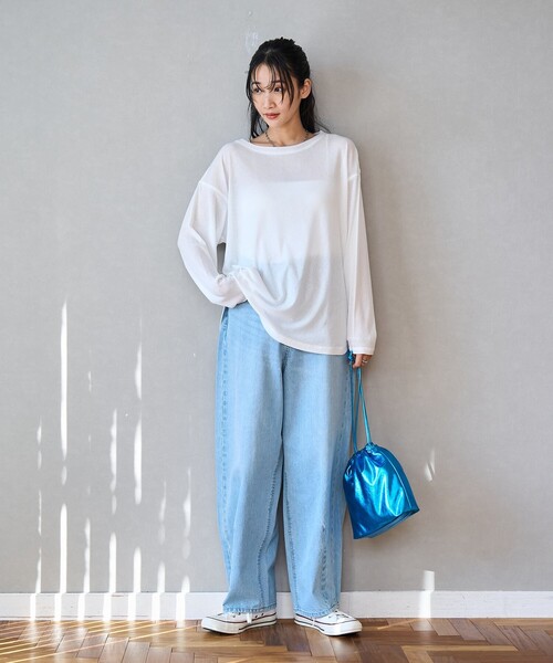 coen（コーエン）の「スソラウンドシアープルオーバー（Tシャツ/カットソー・レディース・オフホワイト/クリーム/ブラック/ライトピンク・M/L）」の9枚目の写真