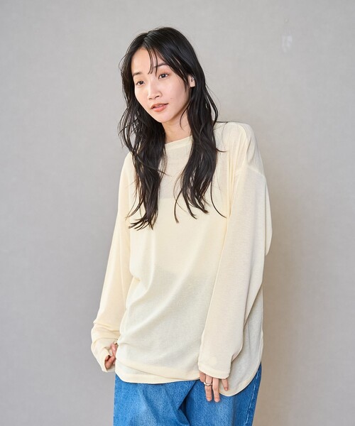 coen（コーエン）の「スソラウンドシアープルオーバー（Tシャツ/カットソー・レディース・オフホワイト/クリーム/ブラック/ライトピンク・M/L）」の18枚目の写真