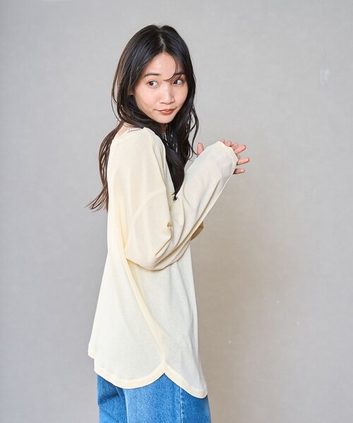 coen（コーエン）の「スソラウンドシアープルオーバー（Tシャツ/カットソー・レディース・オフホワイト/クリーム/ブラック/ライトピンク・M/L）」の19枚目の写真