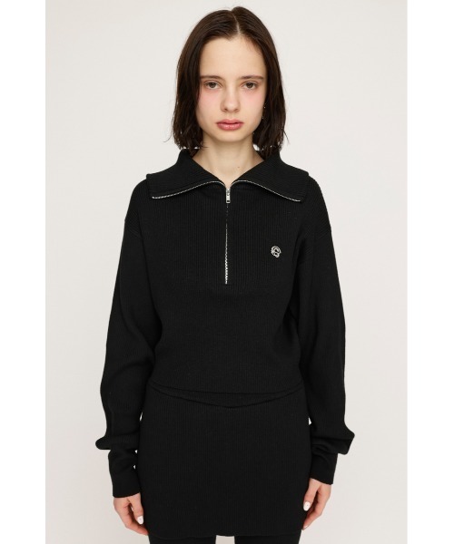 SLY(スライ)の「FRONT ZIP KNIT TOPS フロント ジップ ニット トップス(ニット/セーター・レディース・ライトグリーン/ブラック/杢グレー・FREE)」の7枚目の写真