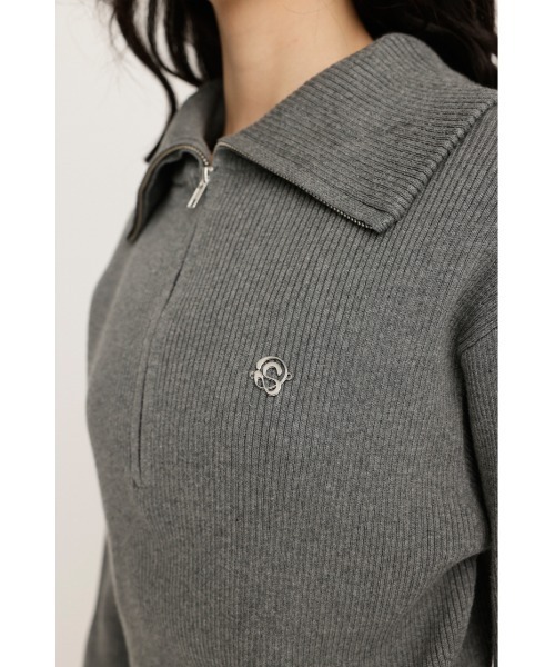 SLY(スライ)の「FRONT ZIP KNIT TOPS フロント ジップ ニット トップス(ニット/セーター・レディース・ライトグリーン/ブラック/杢グレー・FREE)」の16枚目の写真