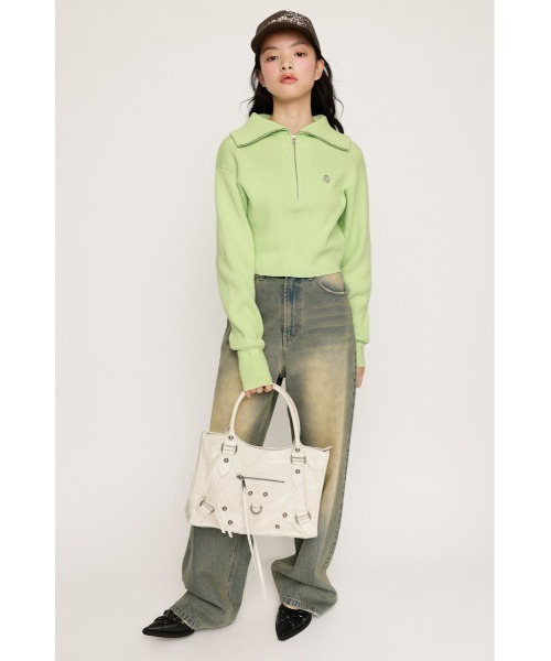 SLY(スライ)の「FRONT ZIP KNIT TOPS フロント ジップ ニット トップス(ニット/セーター・レディース・ライトグリーン/ブラック/杢グレー・FREE)」の19枚目の写真