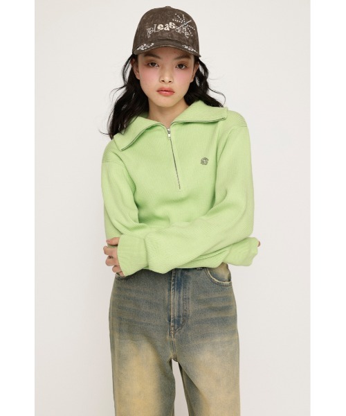 SLY(スライ)の「FRONT ZIP KNIT TOPS フロント ジップ ニット トップス(ニット/セーター・レディース・ライトグリーン/ブラック/杢グレー・FREE)」の18枚目の写真