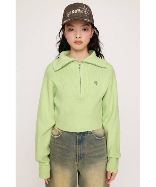 セール】FRONT ZIP KNIT TOPS フロント ジップ ニット トップス
