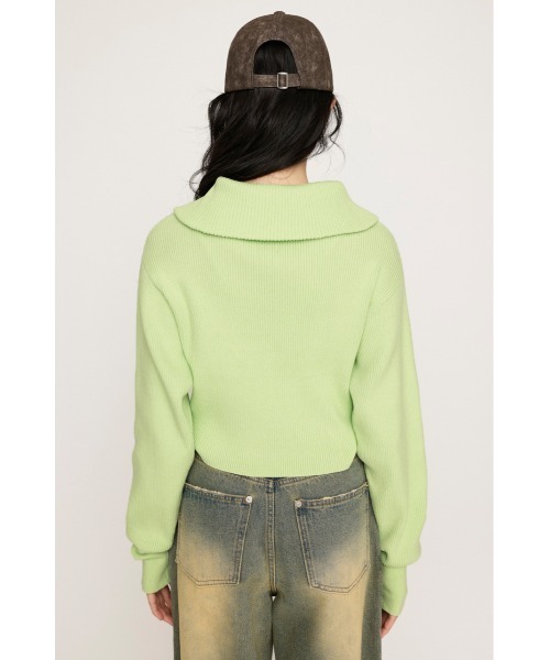 SLY(スライ)の「FRONT ZIP KNIT TOPS フロント ジップ ニット トップス(ニット/セーター・レディース・ライトグリーン/ブラック/杢グレー・FREE)」の22枚目の写真