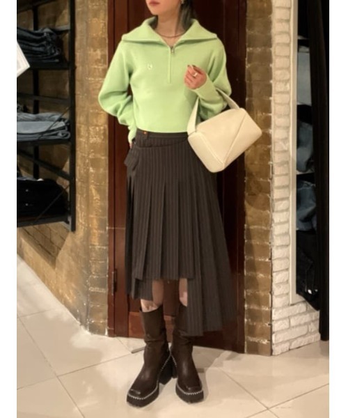 セール】FRONT ZIP KNIT TOPS フロント ジップ ニット トップス